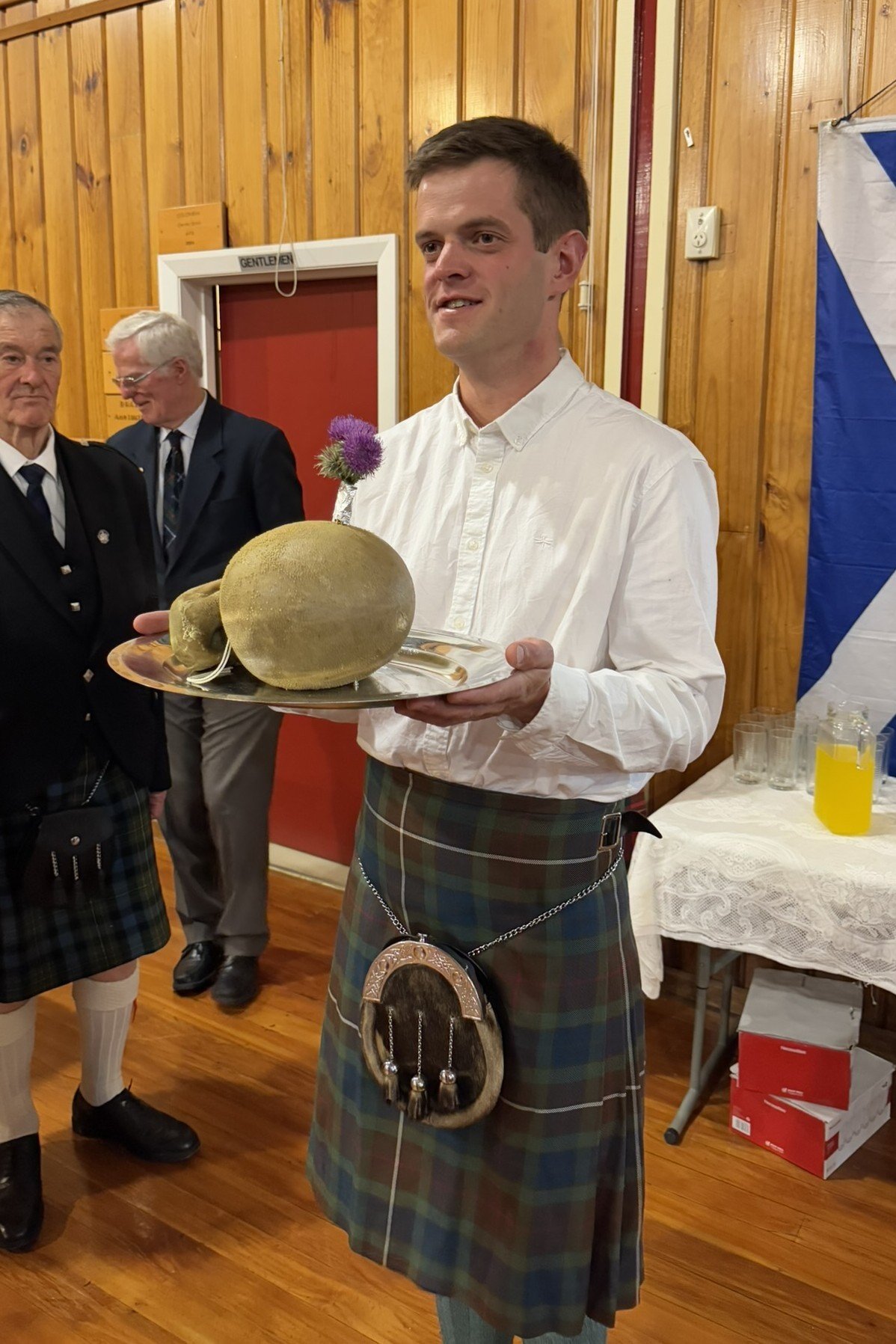 Ewan Penny with one of the key elements of Burns Night, the haggis.