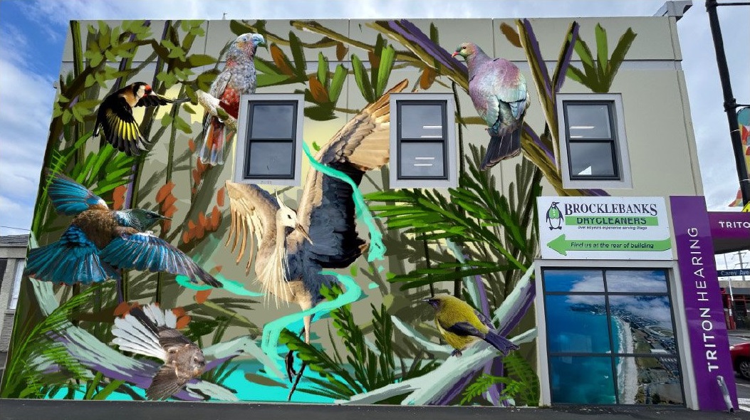 This proposed mural design for 191 King Edward St will celebrate the city’s bird and plant life....