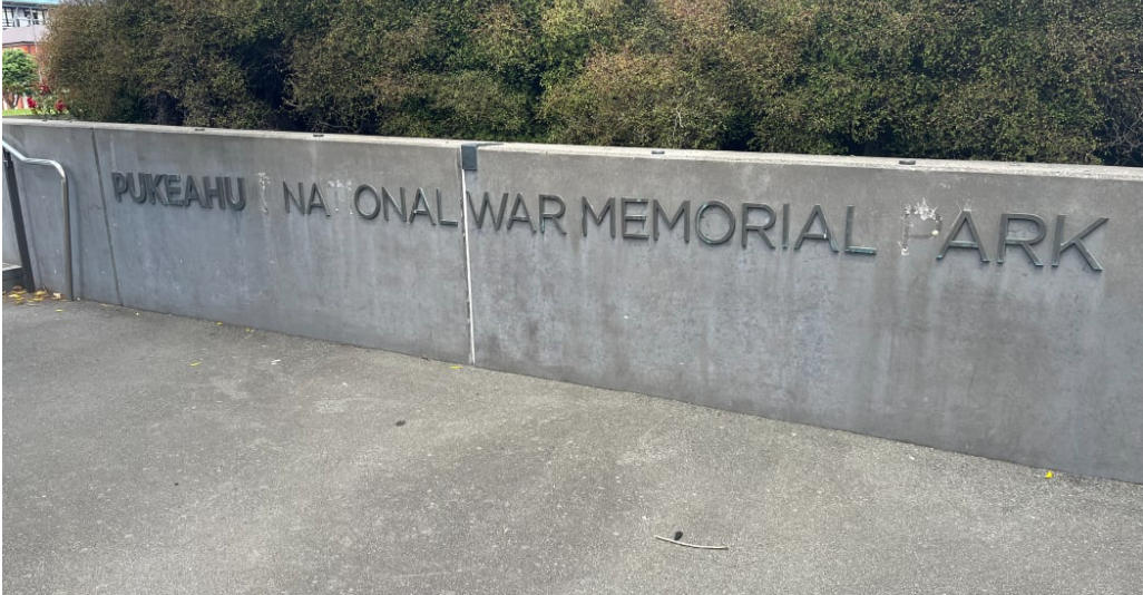 Letters have been stolen from signage at the Pukeahu National War Memorial Park. Photo: Supplied