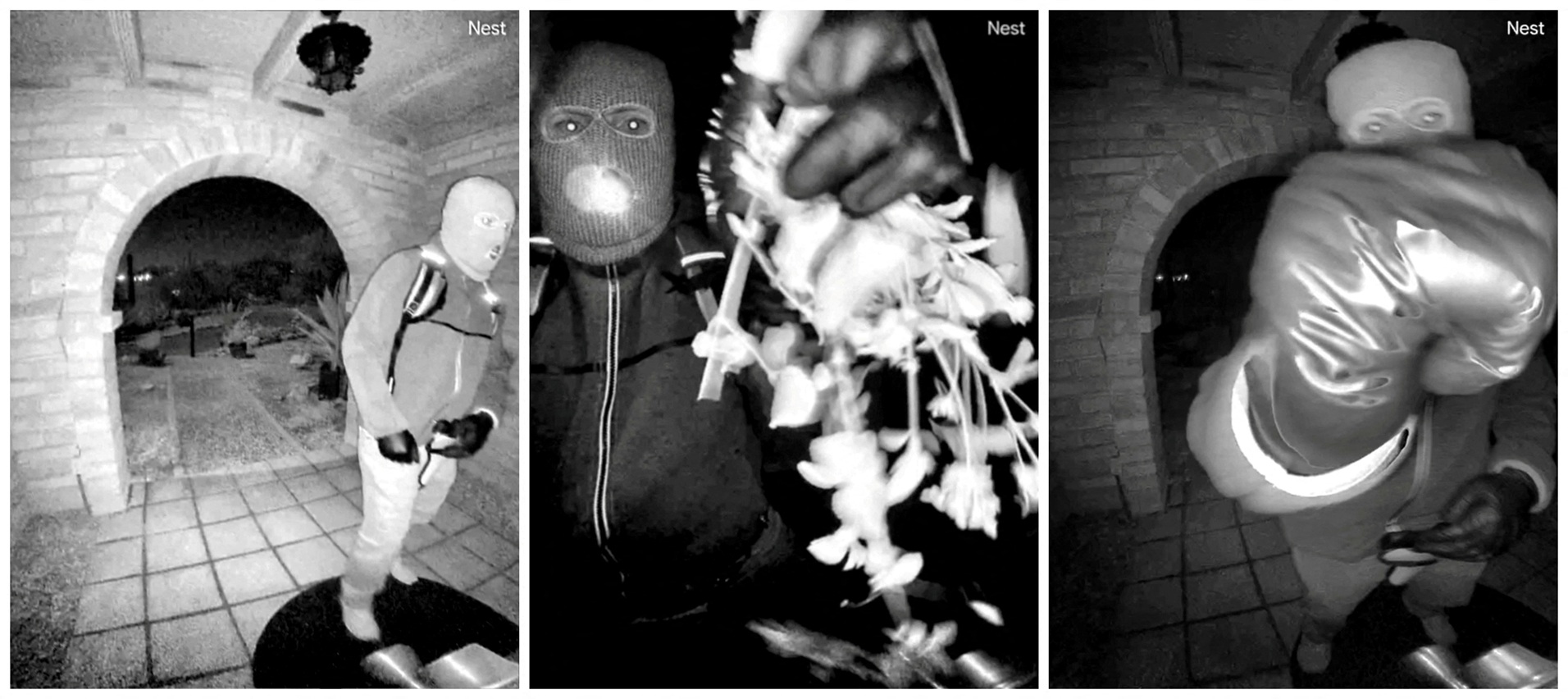 A combination of security camera images show what the FBI describes as an armed individual at...