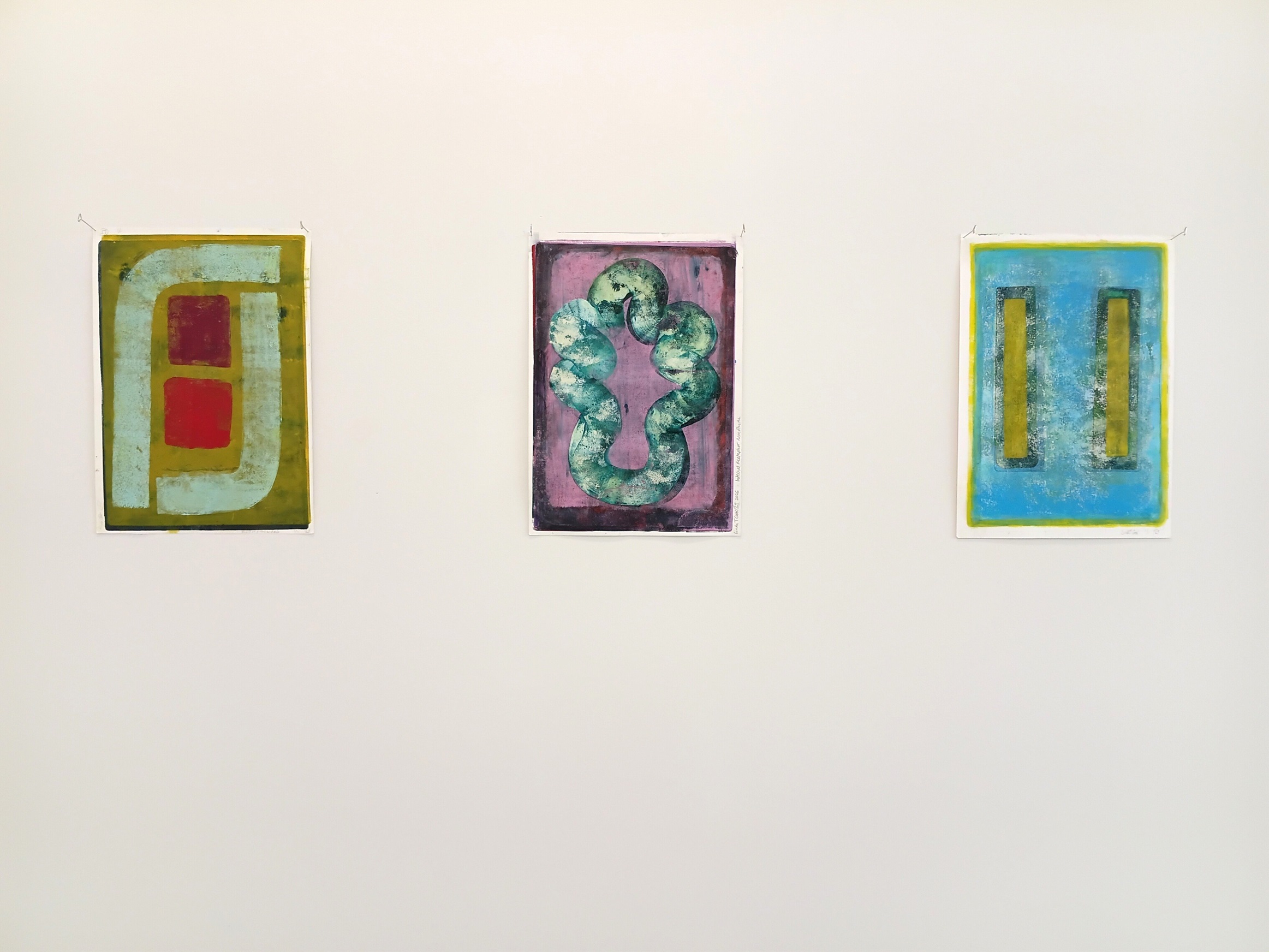 From the series "Internal Metaphors", monotypes [installation view].

