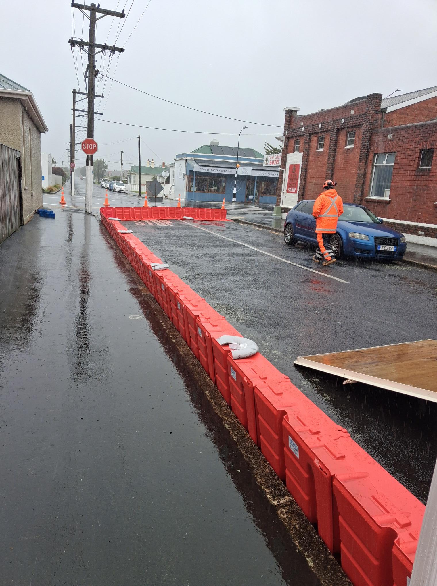 The council has deployed the barriers in parts of South Dunedin where there are wastewater...