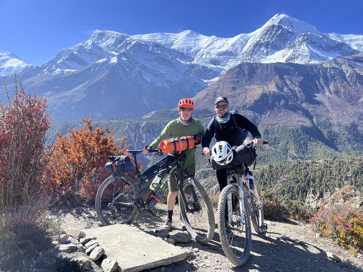 The Nepalese scenery never disappointed Murray Ross or his cycling partner Ashley Kirk, pictured...