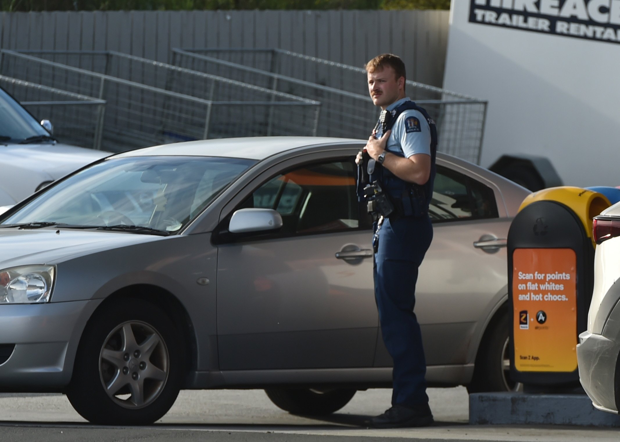 Armed police were called to the Z service station in Kaikorai Valley Rd tonight. PHOTO: GREGOR...