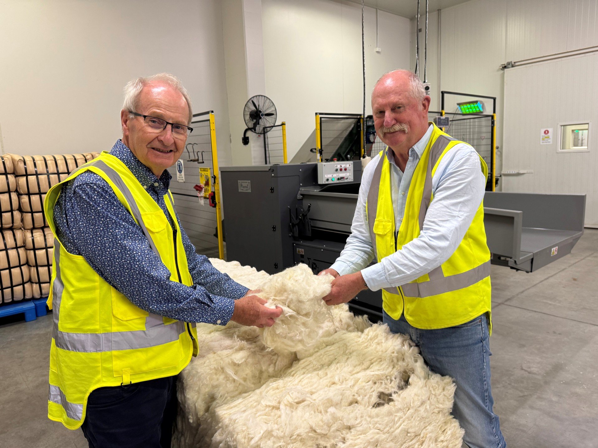 Wools of New Zealand chief executive John McWhirter (left) and Keraplast chief executive Howard...