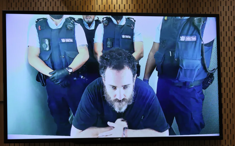 Nathan Boulter appears in court over a screen. Photo: Pool / Chris Skelton / Stuff