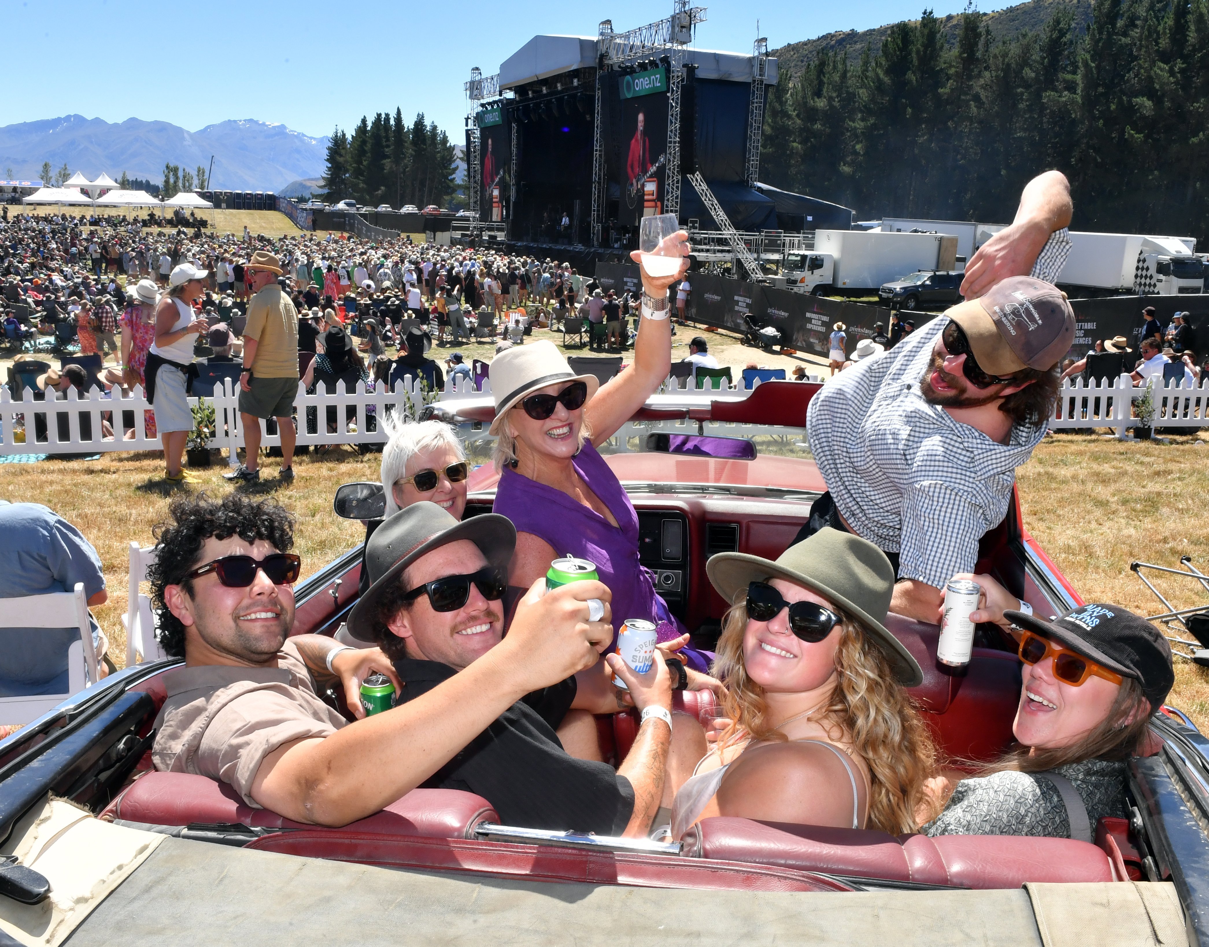 Having a blast at the concert are (front seat, from left) Dianne Howe, Jo Chamberlain, Gareth...