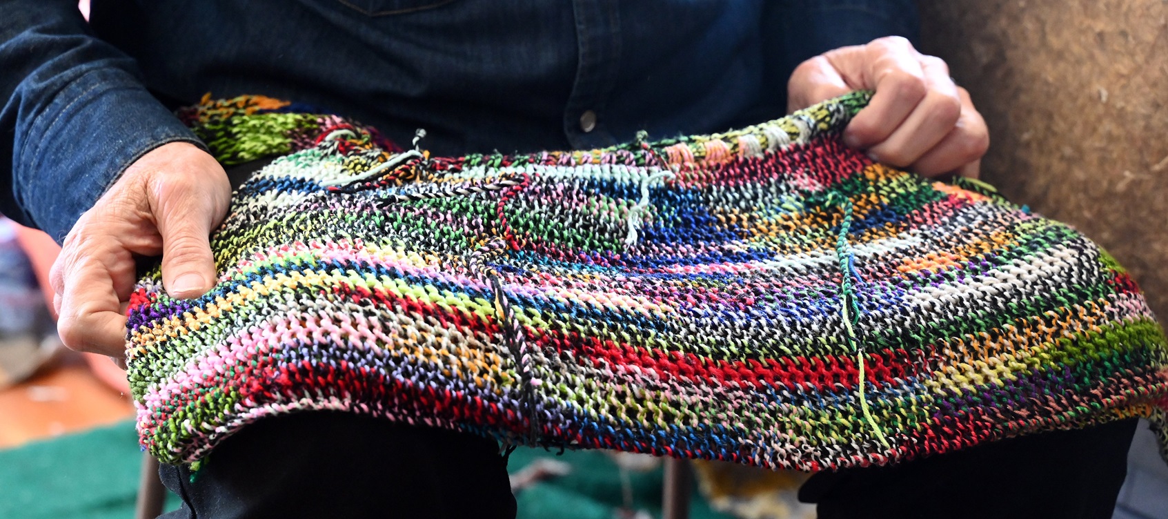 One of the bilums David Craig collected while in Papua New Guinea that have influenced the...