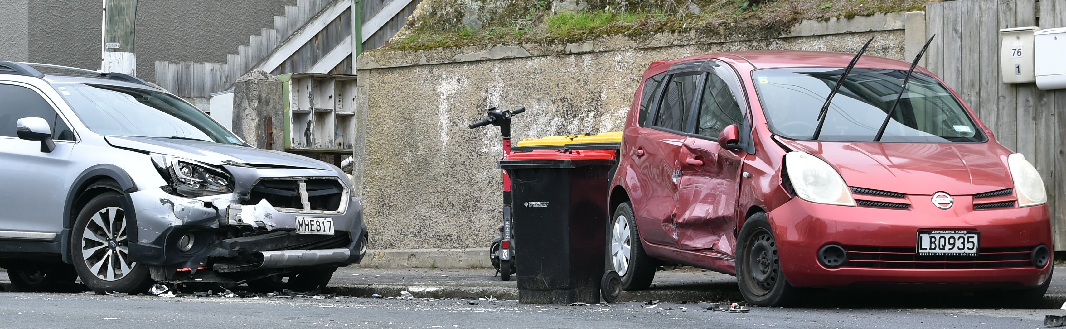 Two of the vehicles involved in the crash in Heriot Row. Photo: Peter McIntosh