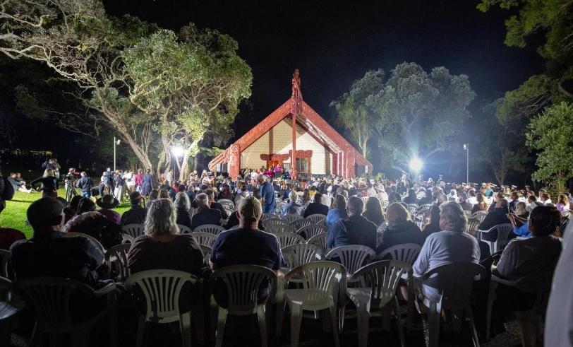 At the dawn service at Waitangi this morning. Photo: RNZ