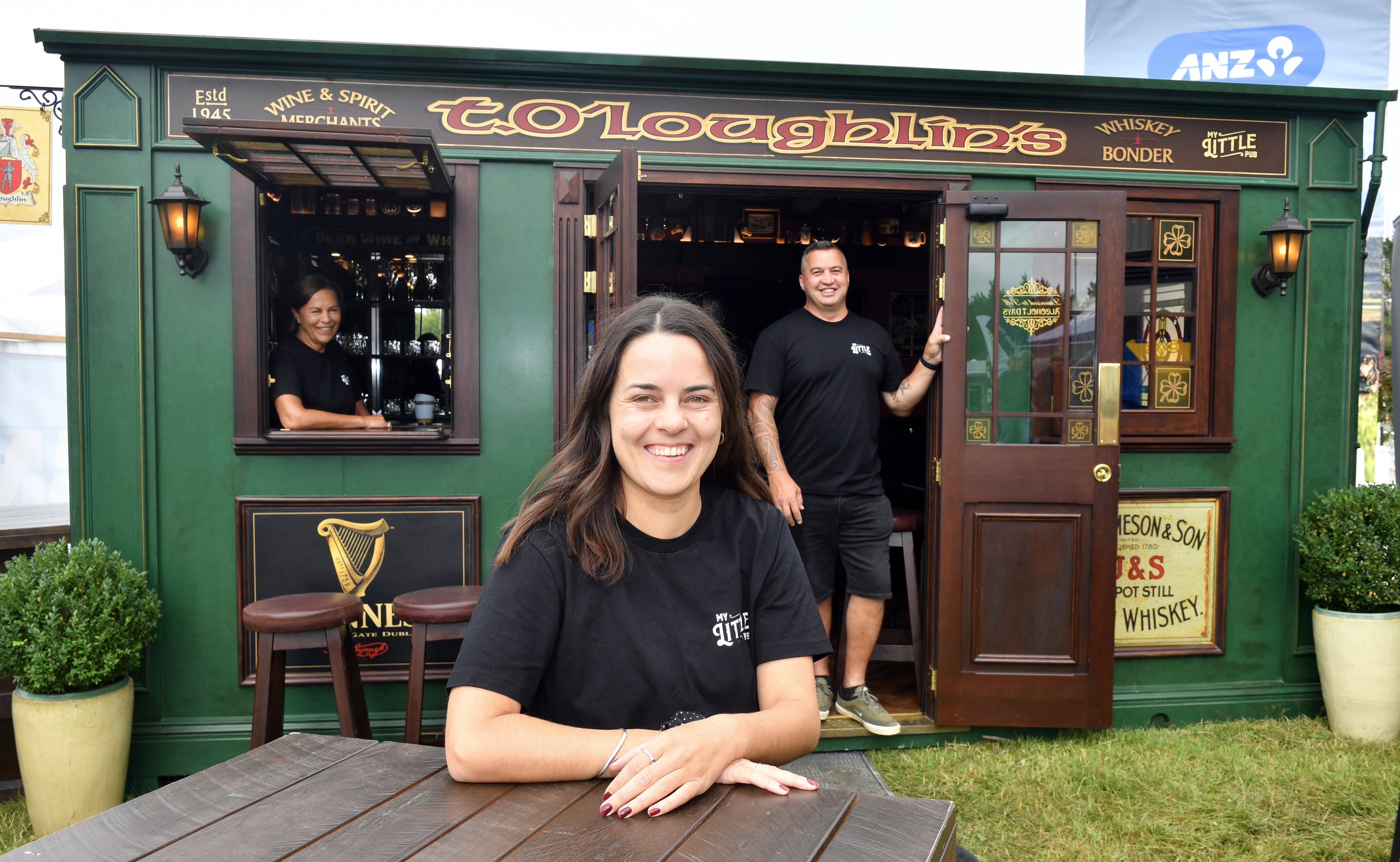 Breiana Bennetts (front) promotes My Little Pub at the Southern Field Days this week, watched by...