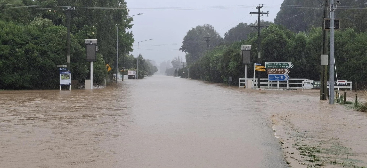 Flooding on State Highway 75 on Banks Peninsula. Photo: NZTA