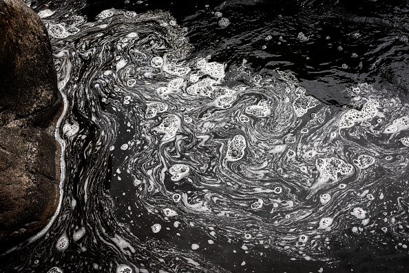 A foamy substance in the Belubula River. Photo: Brook Mitchell/Getty Images