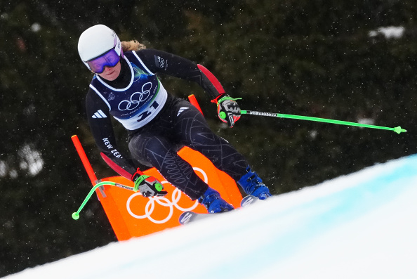 Alice Robinson training in Cortina this week. Photo: Michael Kappeler/picture alliance via Getty...