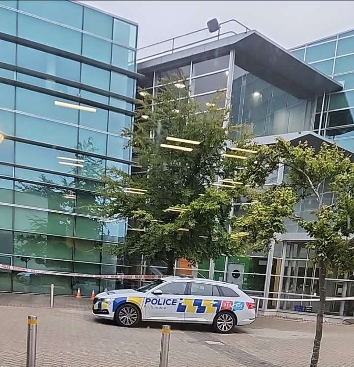 A police car at the scene of the accident this morning. Photo: Supplied