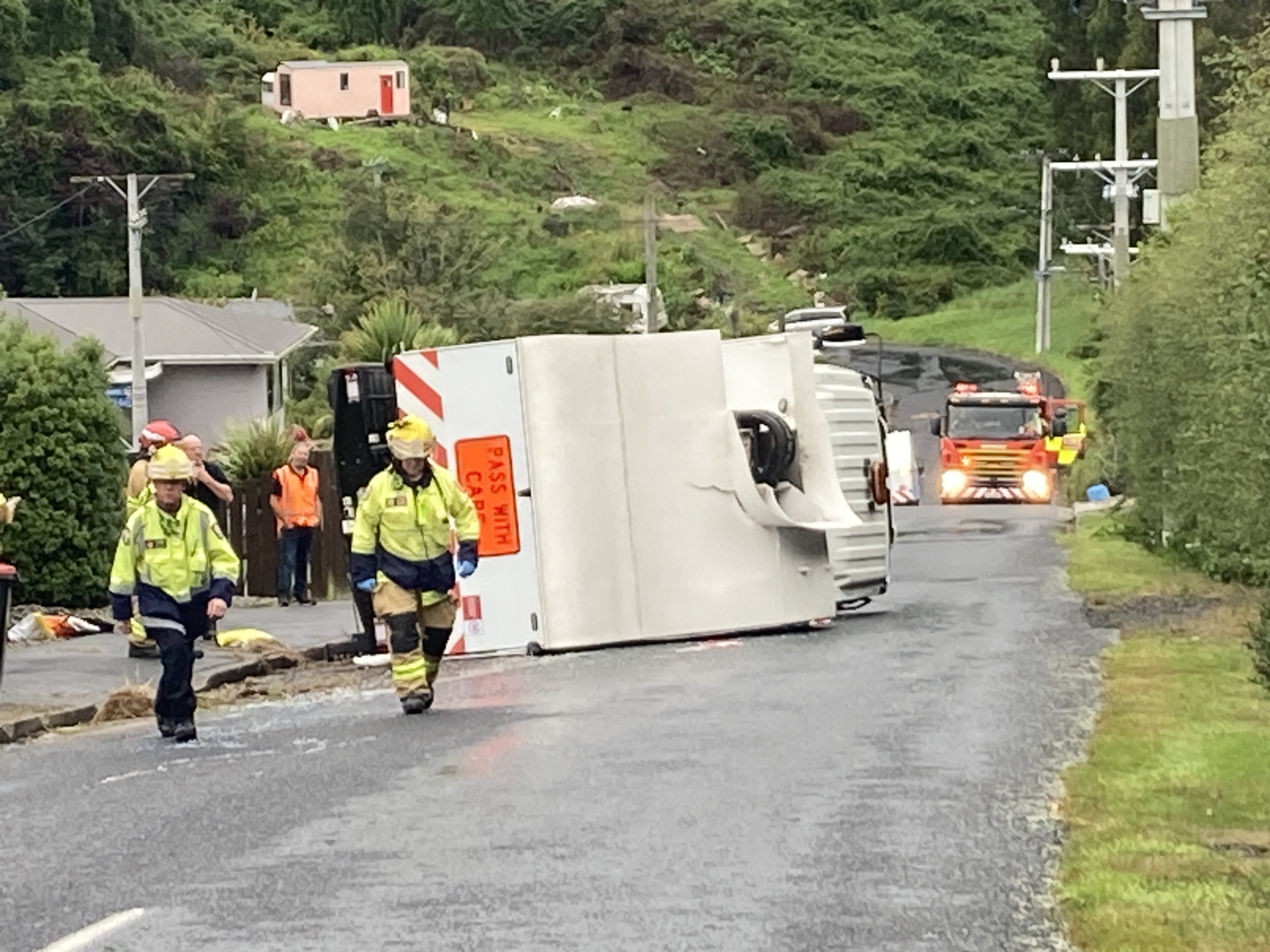 Emergency services at the scene of the accident. Photo: Stephen Jaquiery
