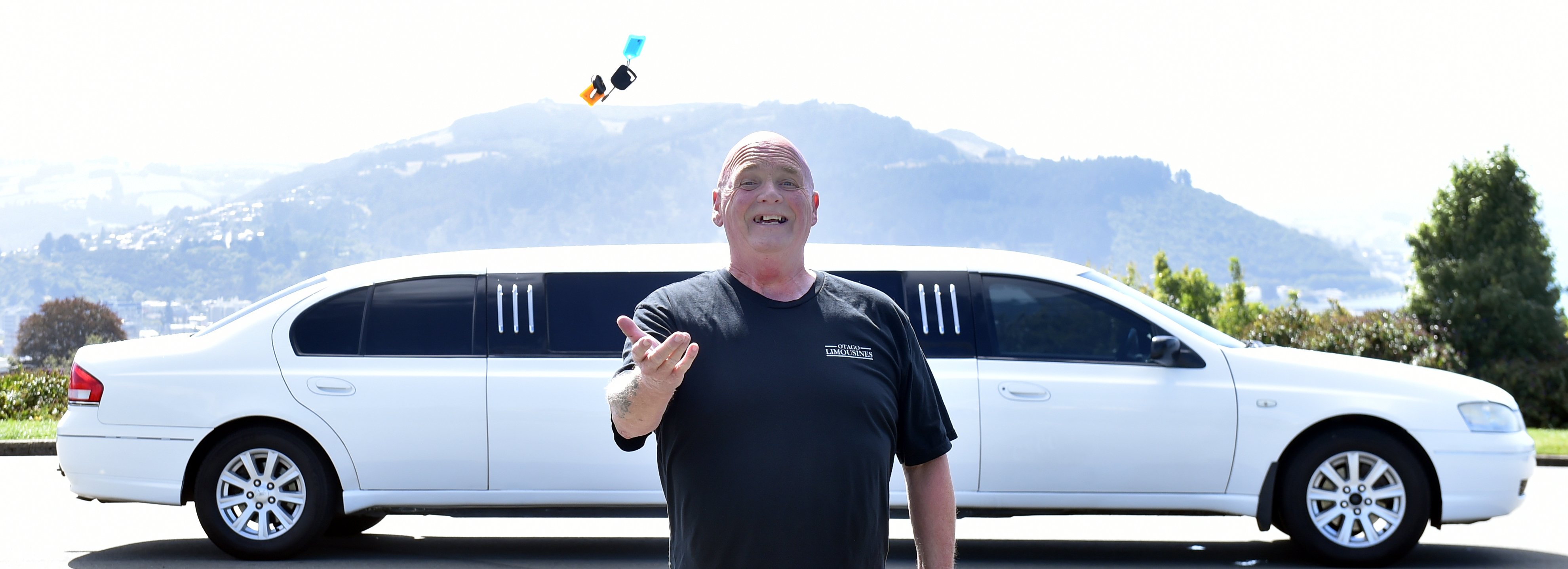 Otago Limousines owner John Gonsalves is handing over the keys to his nine-metre-long 2005 Ford...