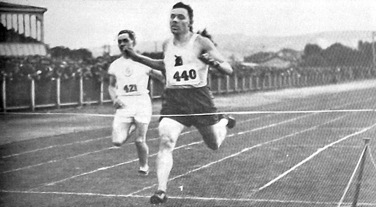 Visiting United States athlete Lloyd Hahn wins the 440 yards (quarter mile; about 400m) handicap...