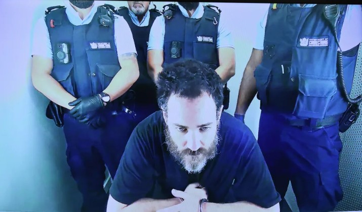 Nathan Boulter appeared in court via an audio/visual link. Photo: Pool / Chris Skelton / Stuff
