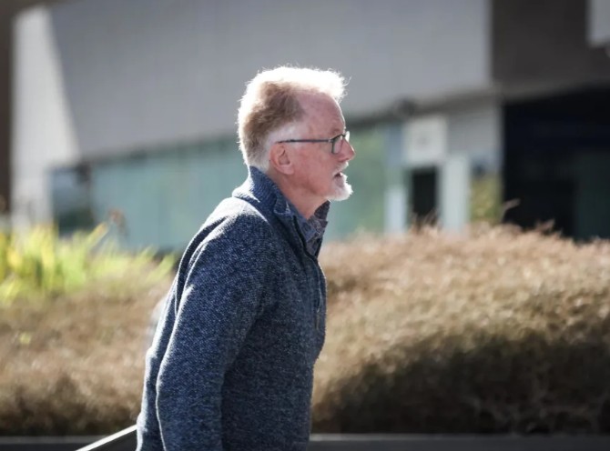Fr Rowan Donoghue outside the Christchurch District Court last month. Photo: Nathan McKinnon / RNZ