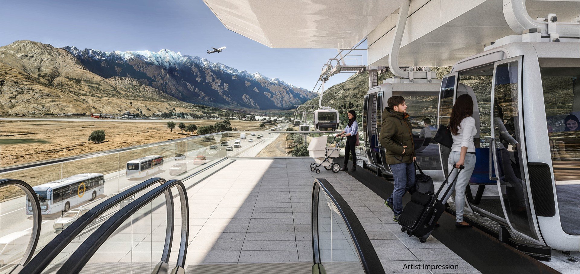 An artist’s impression of the proposed Queenstown cable car station in Frankton. Image: Southern...