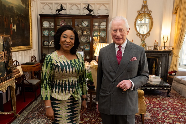 King Charles III and Commonwealth Secretary-General Shirley Botchwey at Windsor Castle in April...