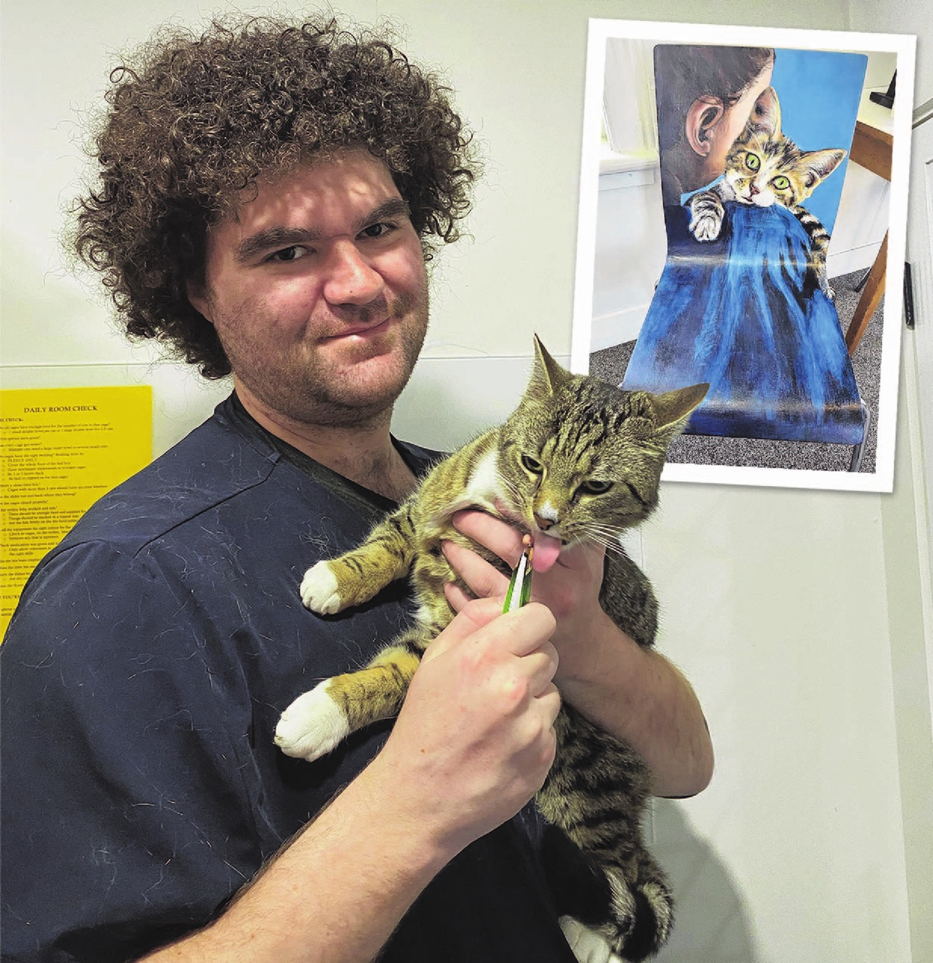 Cat Rescue Dunedin vet nurse Damian Bennett cuddles a tabby kitten at the rescue’s Caversham...