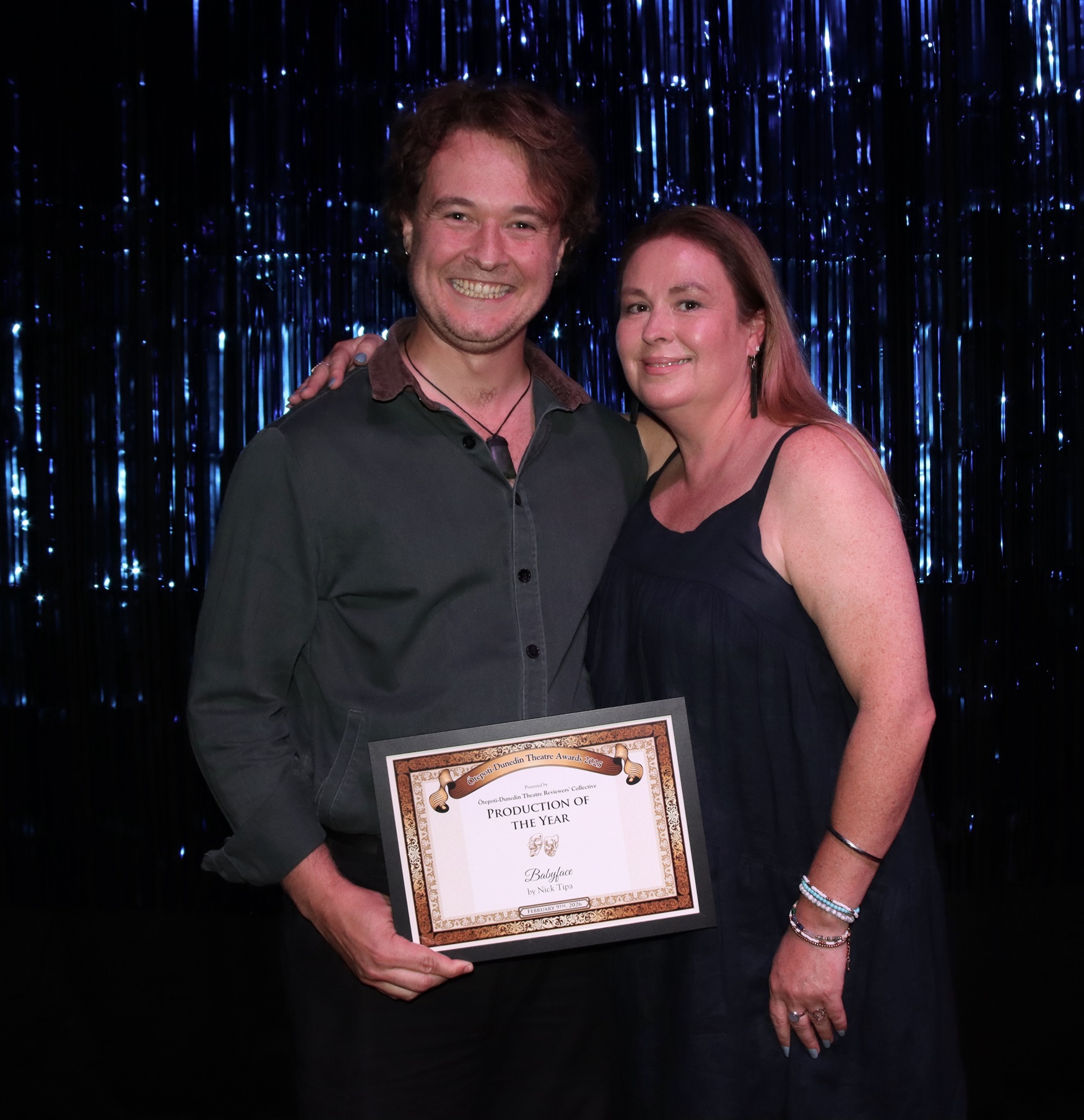 Celebrating their award for production of the year at Monday’s 14th Ōtepoti Dunedin Theatre...