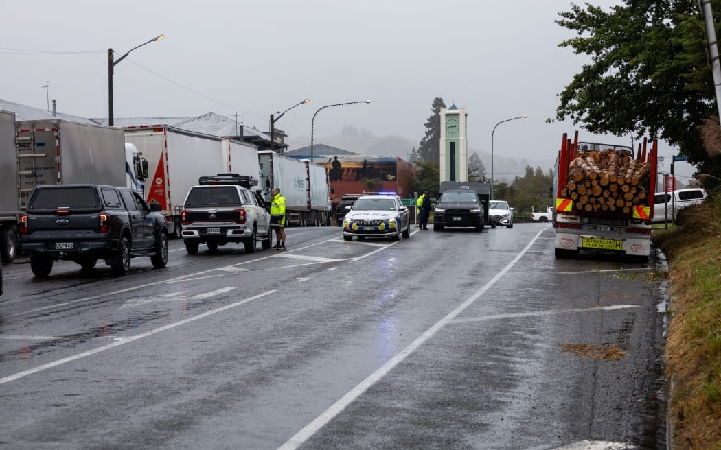Trucks stopped in Taihape. Photo: Supplied
