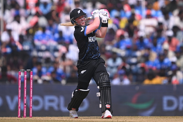 Tim Seifert plays a shot during his man of the match performance for New Zealand against...