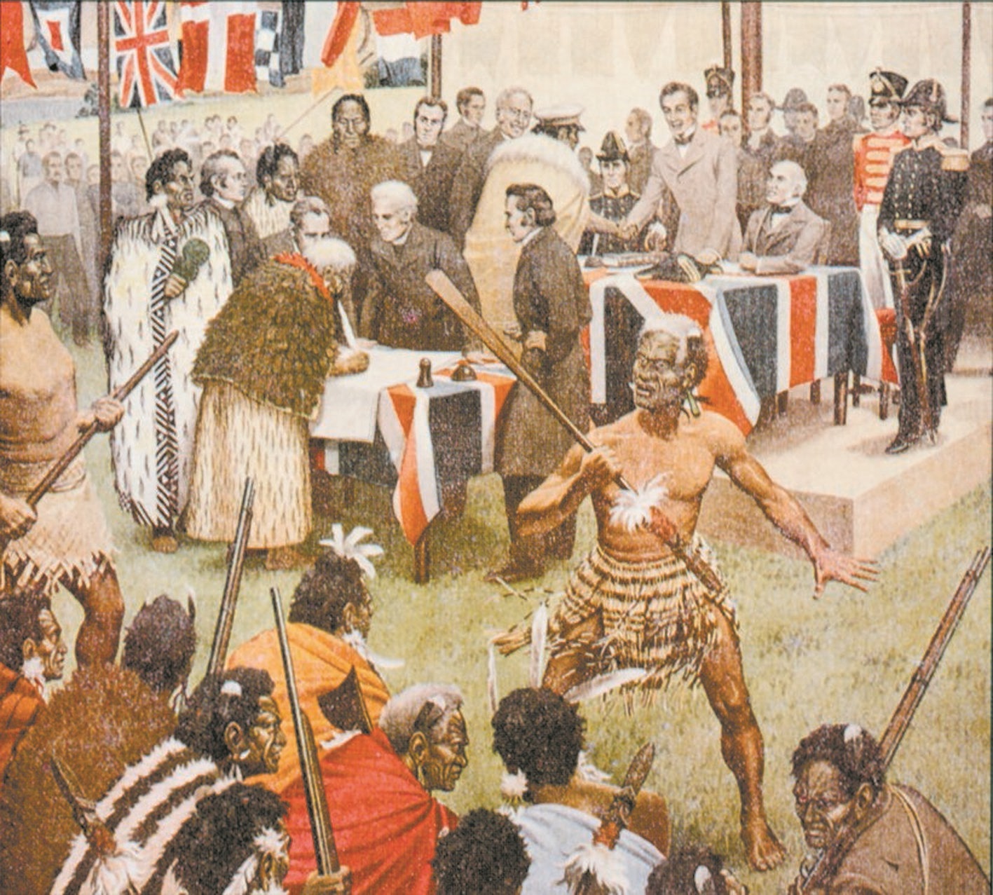 Leonard C Mitchell’s painting reconstructing the signing of the Treaty of Waitangi. Image: ODT files