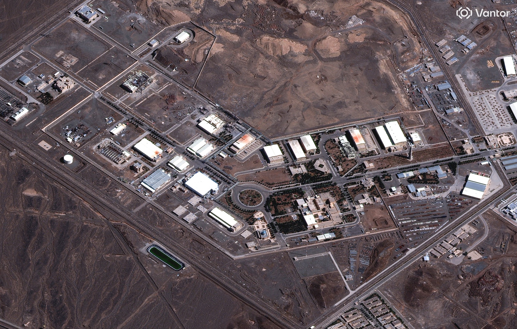 A satellite image shows the Natanz fuel enrichment complex in Iran. Photo: Vantor/Handout via...