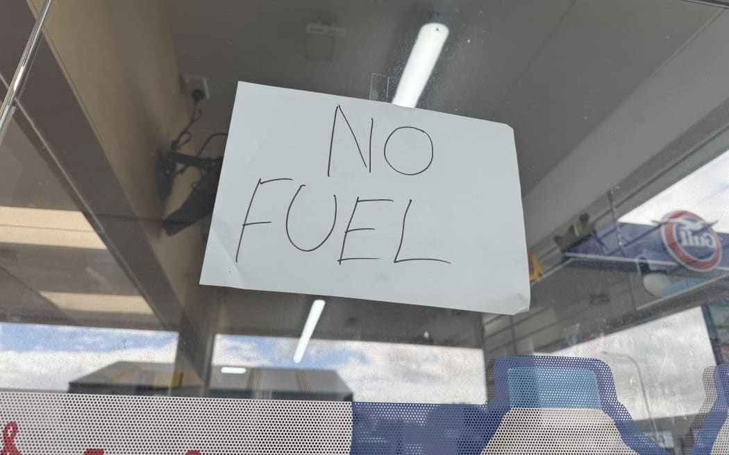 Signage at a Gull station in Auckland. Photo: RNZ/Pretoria Gordon