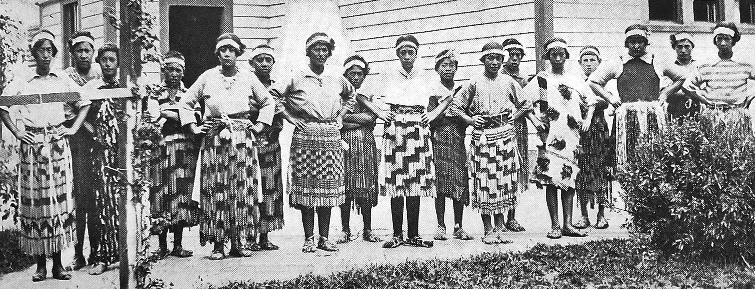 Pupils from Arowhenua Native School, at Temuka, perform at the New Zealand and South Seas...