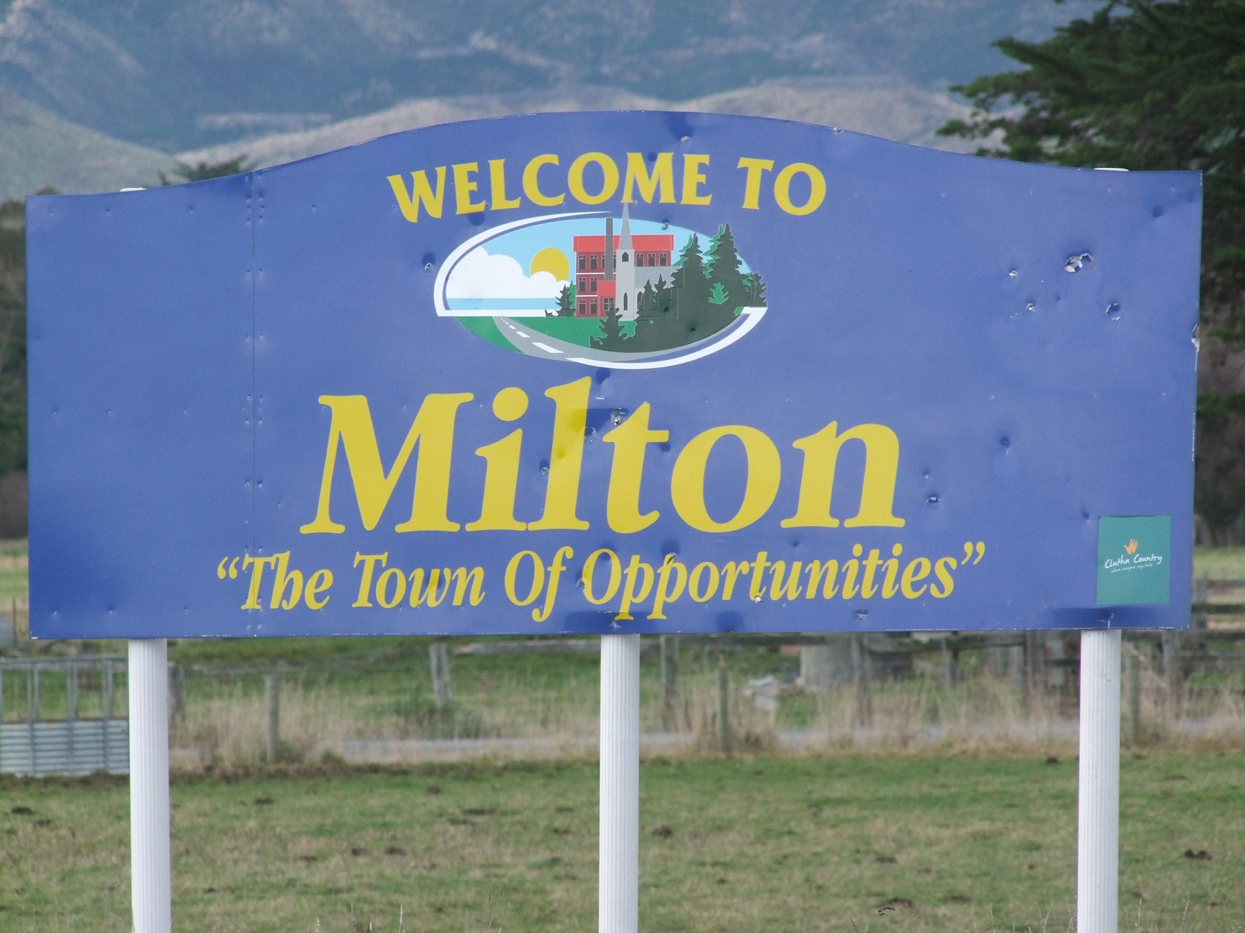 A sign claiming Milton is "The Town of Opportunities" is now a thing of the past. Photo: ODT files