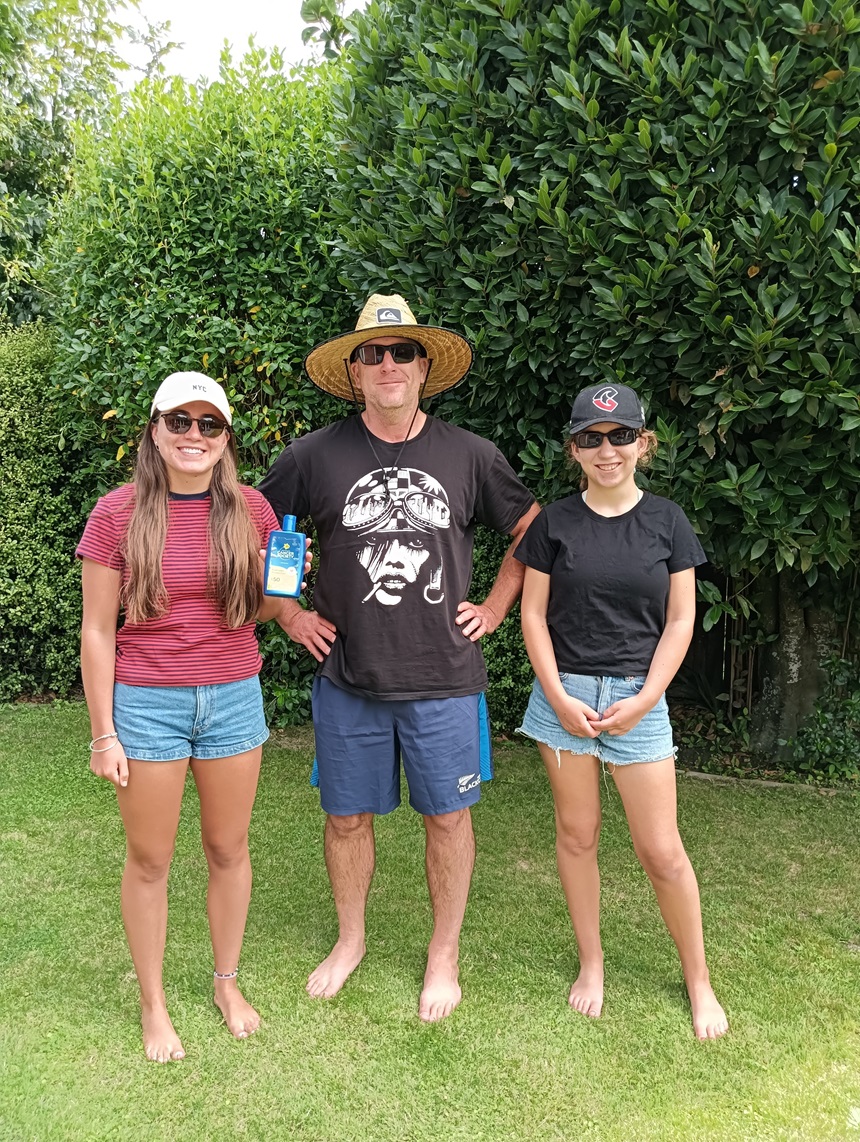 Ashleigh (left), Colin and Paige Clarke see a mixed approached to sunsmart advice in their...