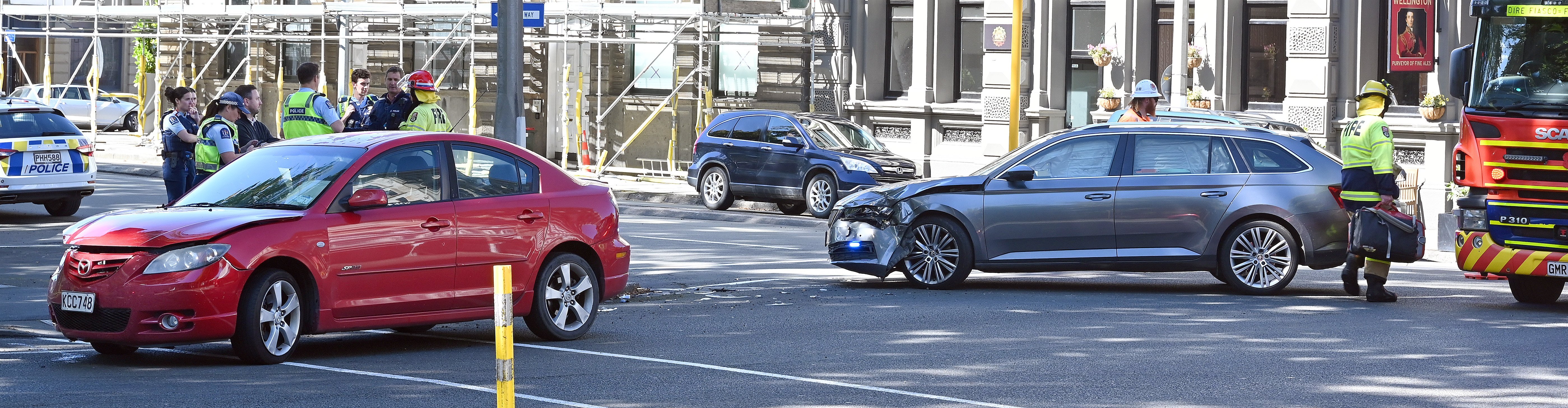 The aftermath of the collision nears Queens Garden yesterday. Photo: Craig Baxter
