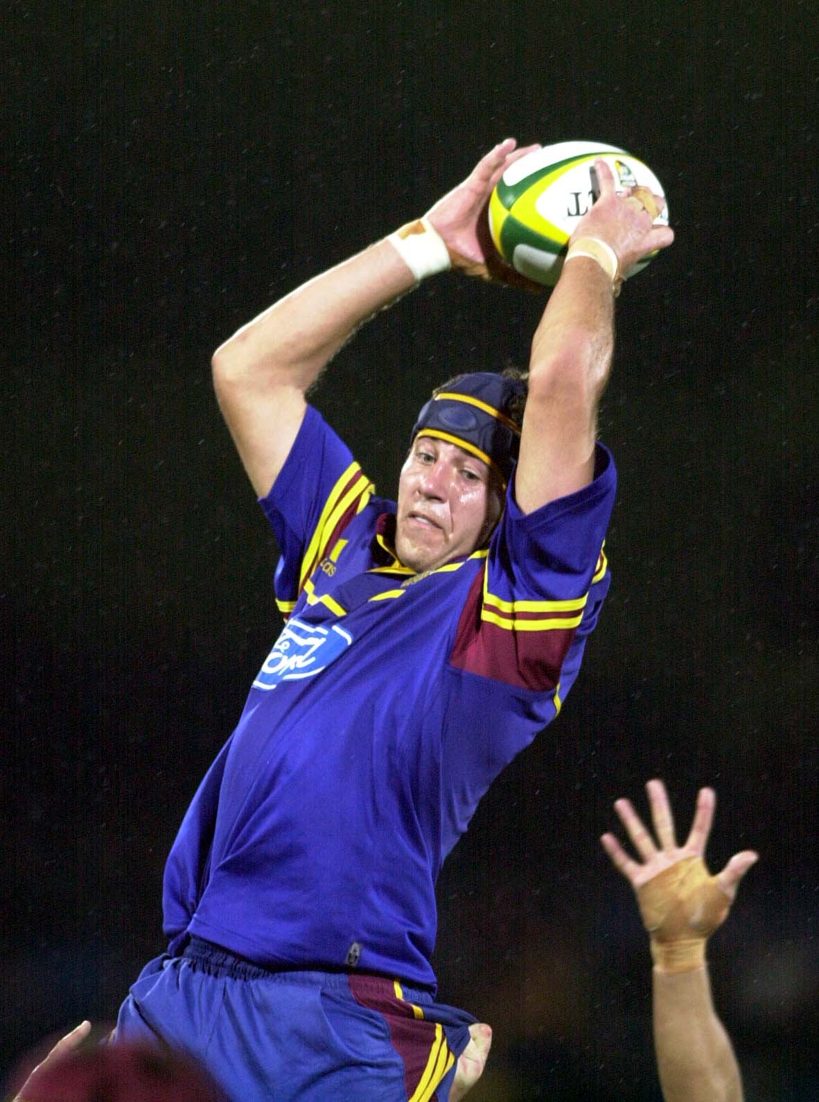 Simon Maling claims more lineout ball for the Highlanders during the game against the Brumbies at...