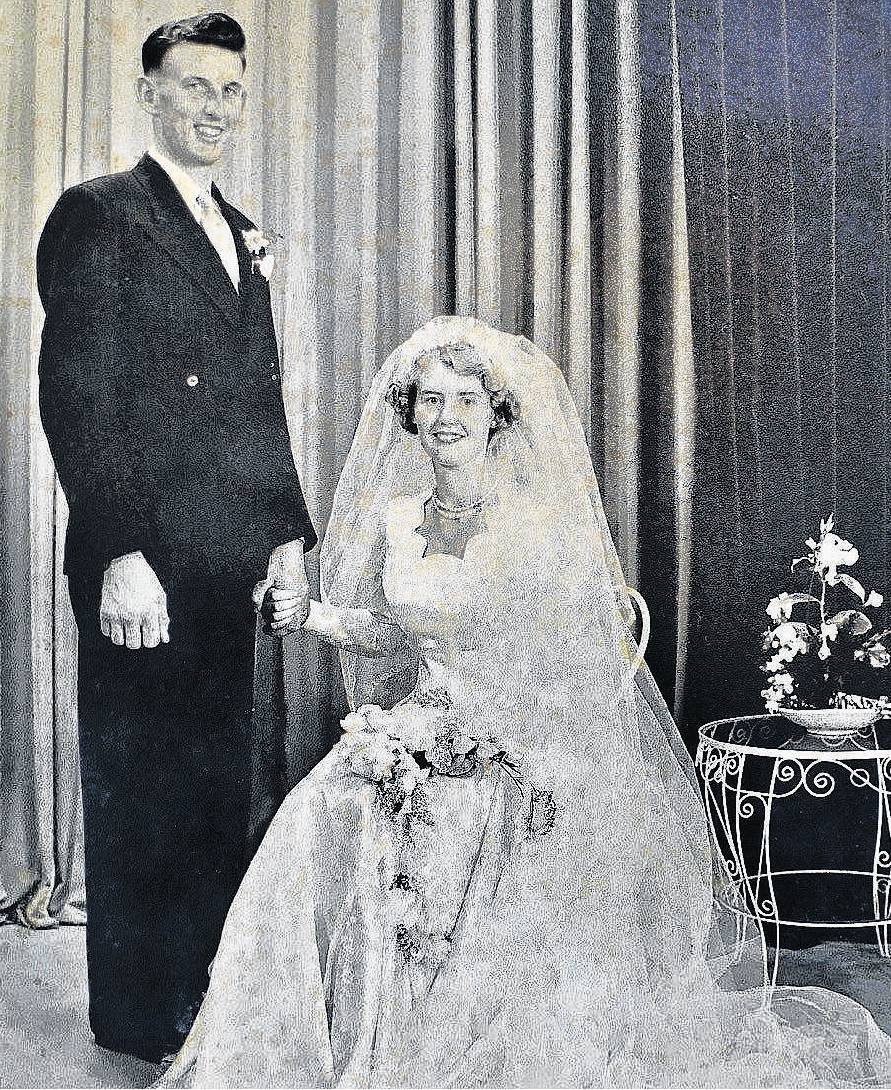The couple on their wedding day in 1956. They married at First Church in Dunedin. PHOTO: SUPPLIED...