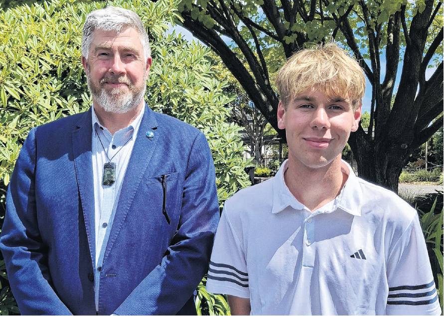 Reuben Foulds with Kaiapoi High School principal Jason Reid. PHOTO: SUPPLIED