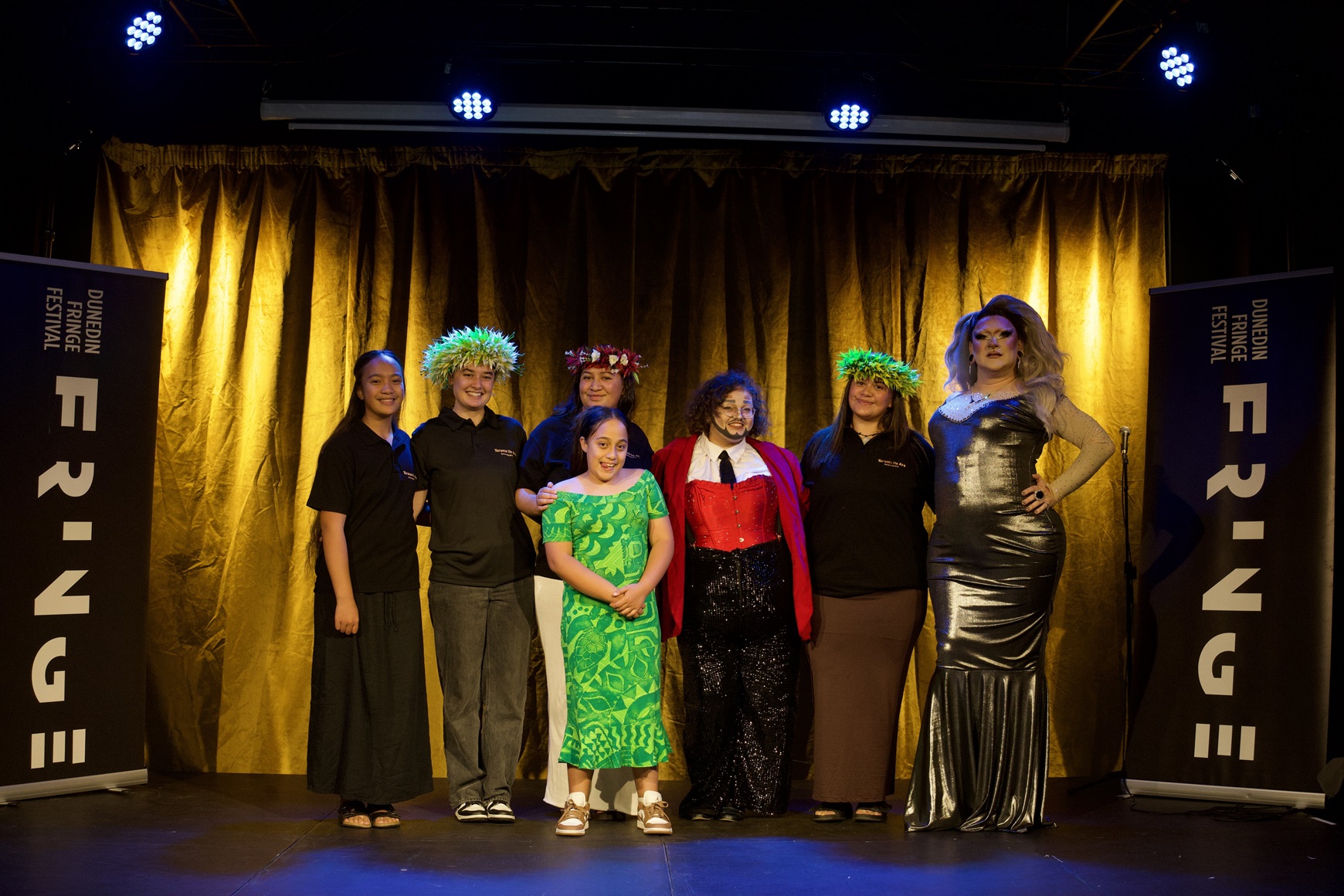 Some of the performers in this year’s Dunedin Fringe enjoy themselves at last night’s gala...