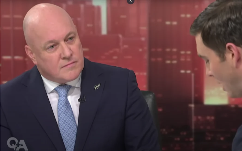 Christopher Luxon during his last - and only - appearance on Q+A as prime minister, in December...