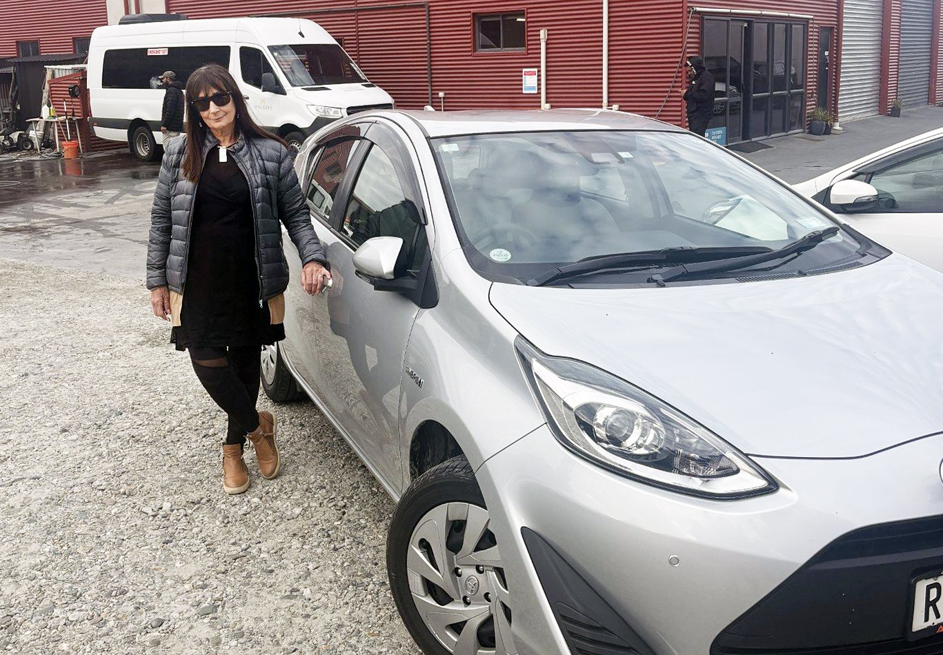 Queenstown visitor Philippa Cairns with her autoUnion Car Rental vehicle. Photo: supplied
