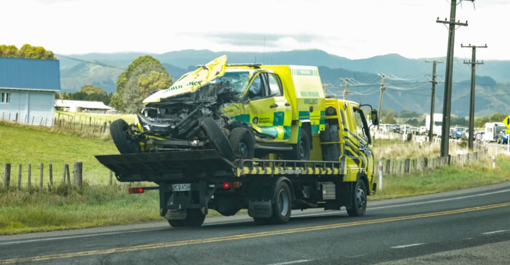 A St John rapid-response vehicle was on its way to an emergency when the collision occurred....