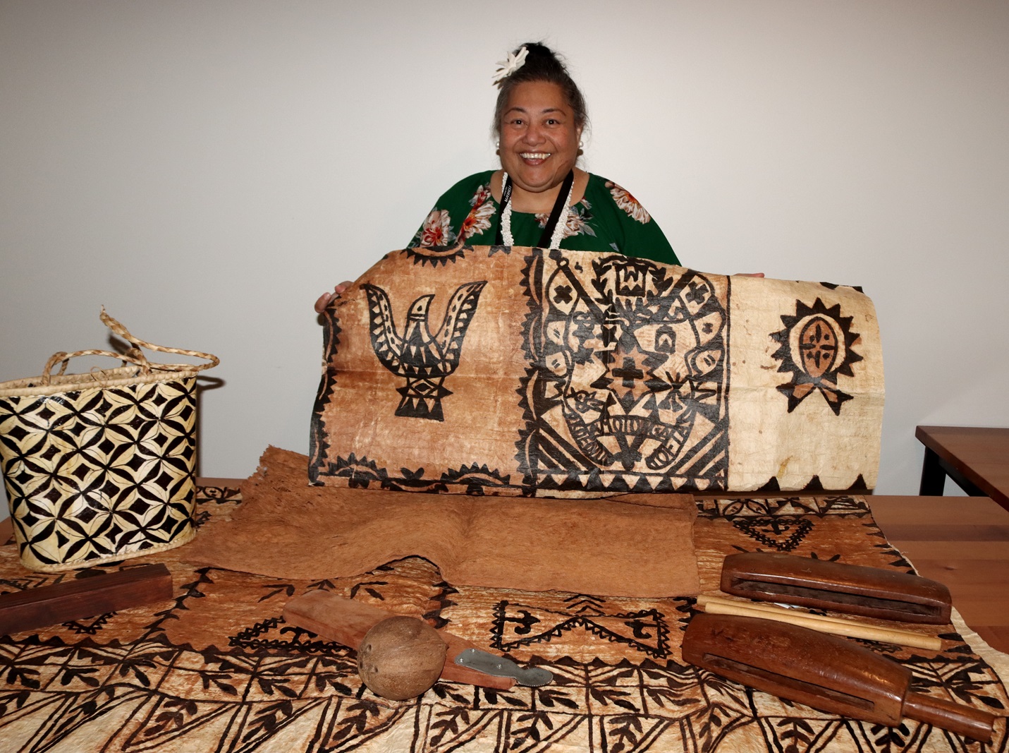 Tūhura Otago Museum Pasifika engagement manager Leota Meredith shows examples of items people...