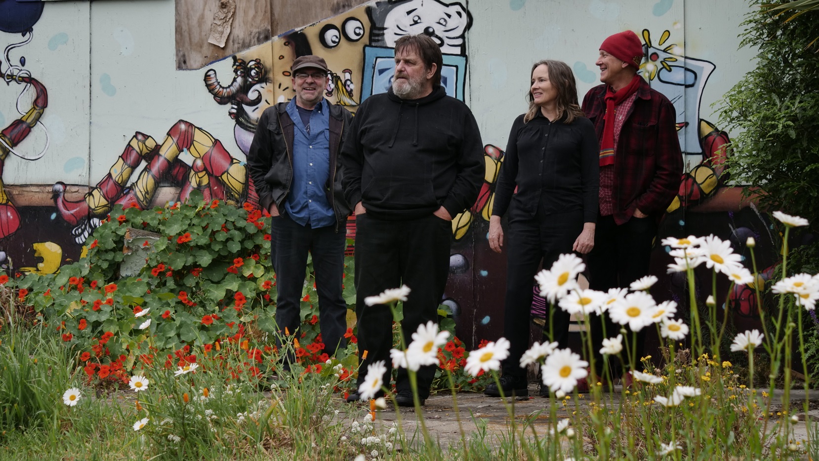 Legendary southern band The Bats, comprising (from left) Robert Scott, Paul Kean, Kaye Woodward,...