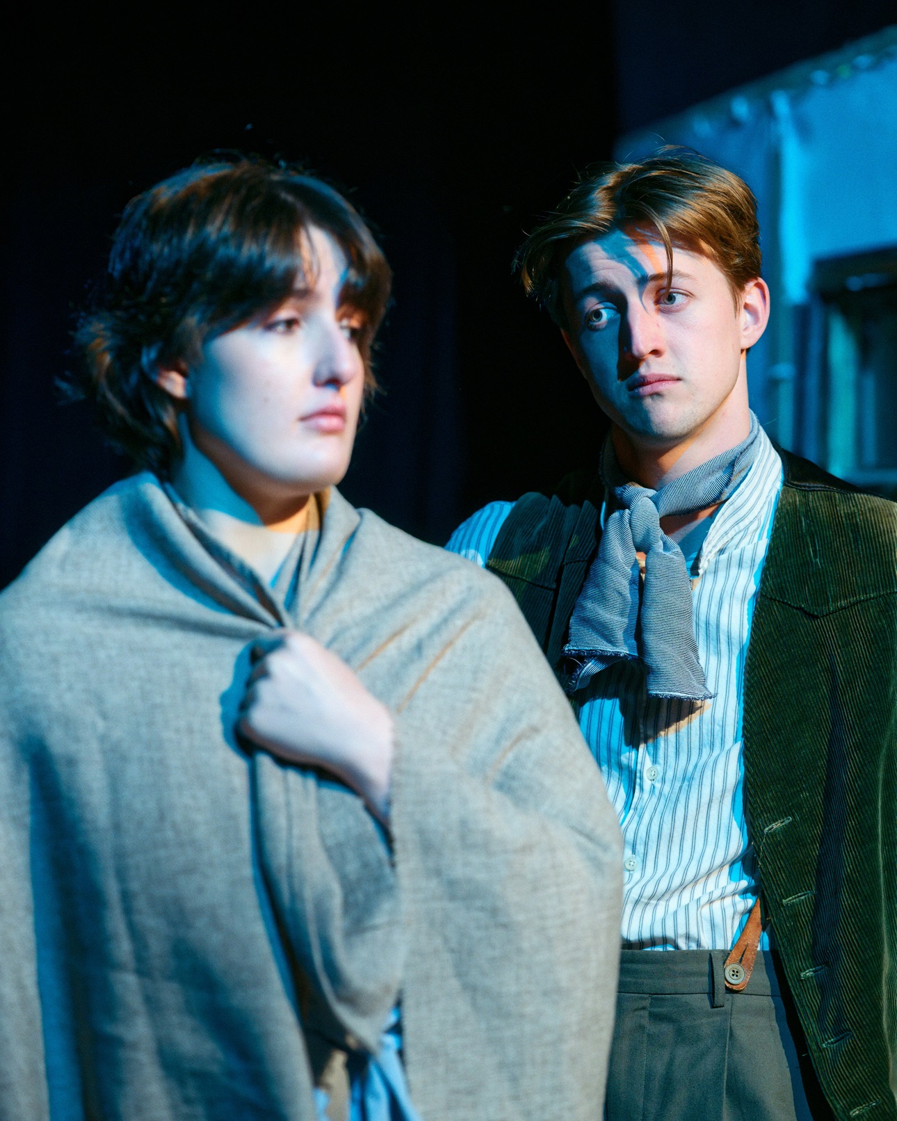 Actors Maegan Stedman-Ashford (who plays Nellie) and Thomas Downing (who plays Henry) rehearse a...