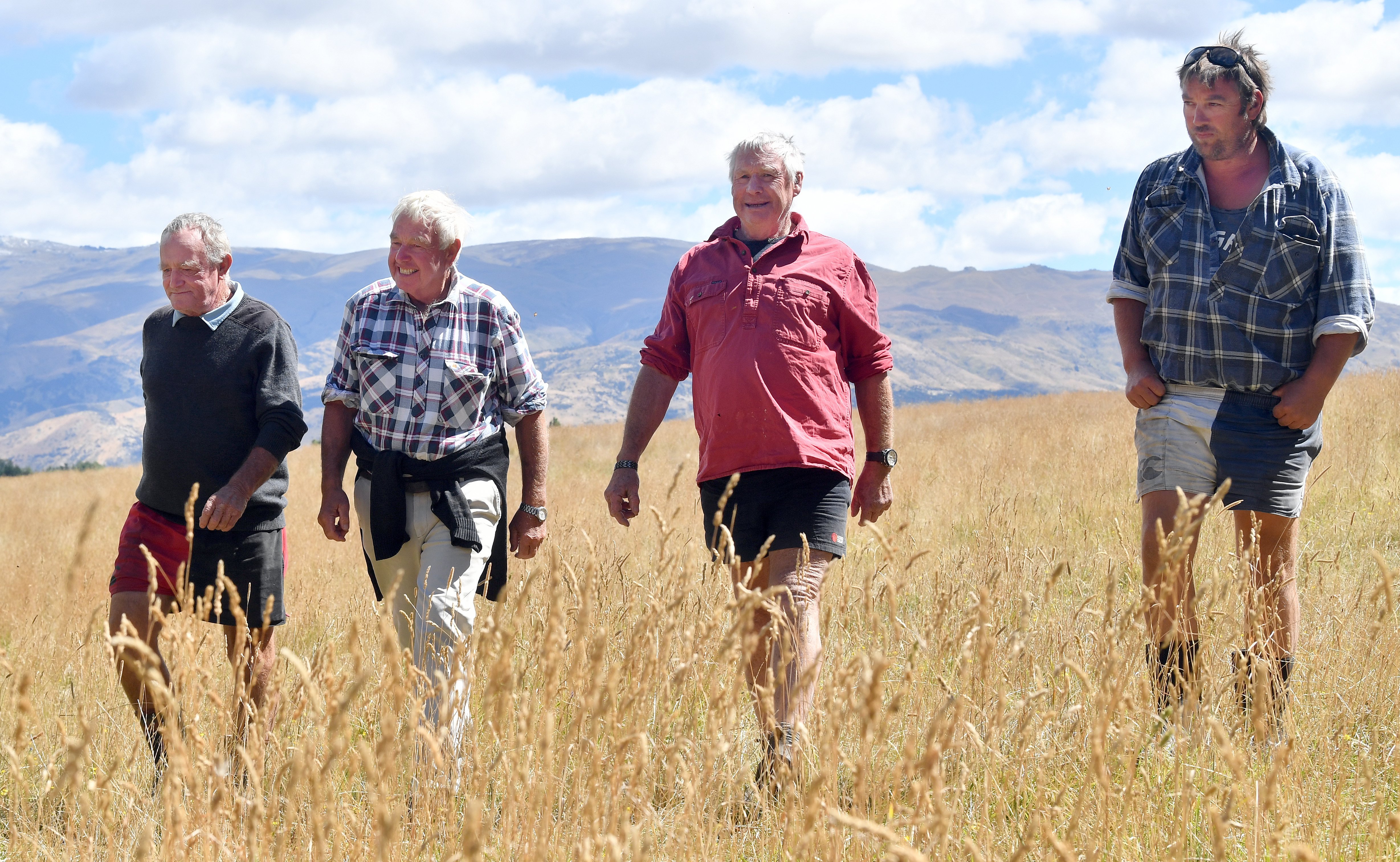 Tarras contractor Skip Johnston (left) along with multi-generational farmers Peter Jolly, Robbie...