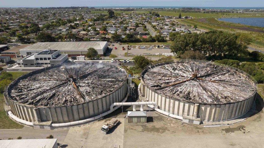 Christchurch's wastewater treatment plant after the fire in November 2021. Photo: CCC