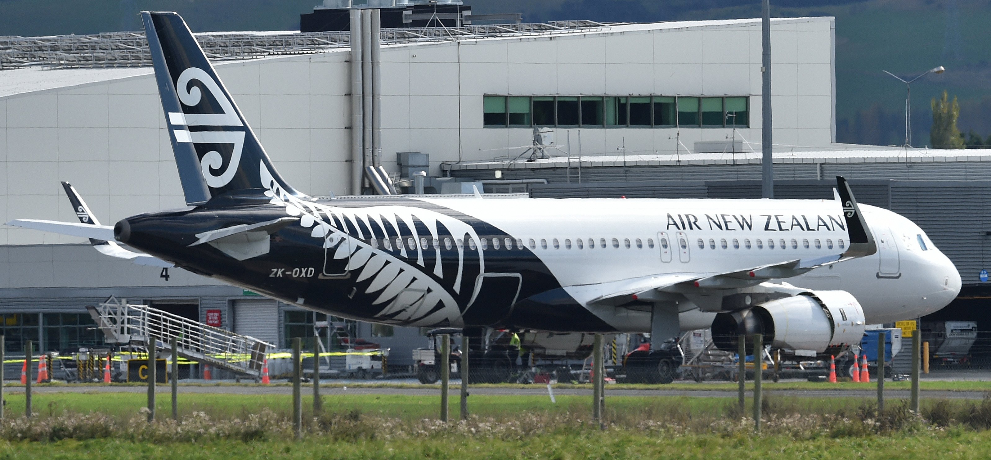 An Air New Zealand Airbus A320-232 at Dunedin Airport yesterday, after an unknown incident,...